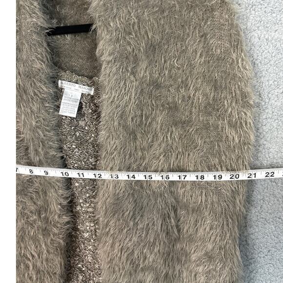 Vintage Alberto Makali Faux Fur Cardigan Sleeveless Fringe Size S Boho Chic Rare - Picture 6 of 8